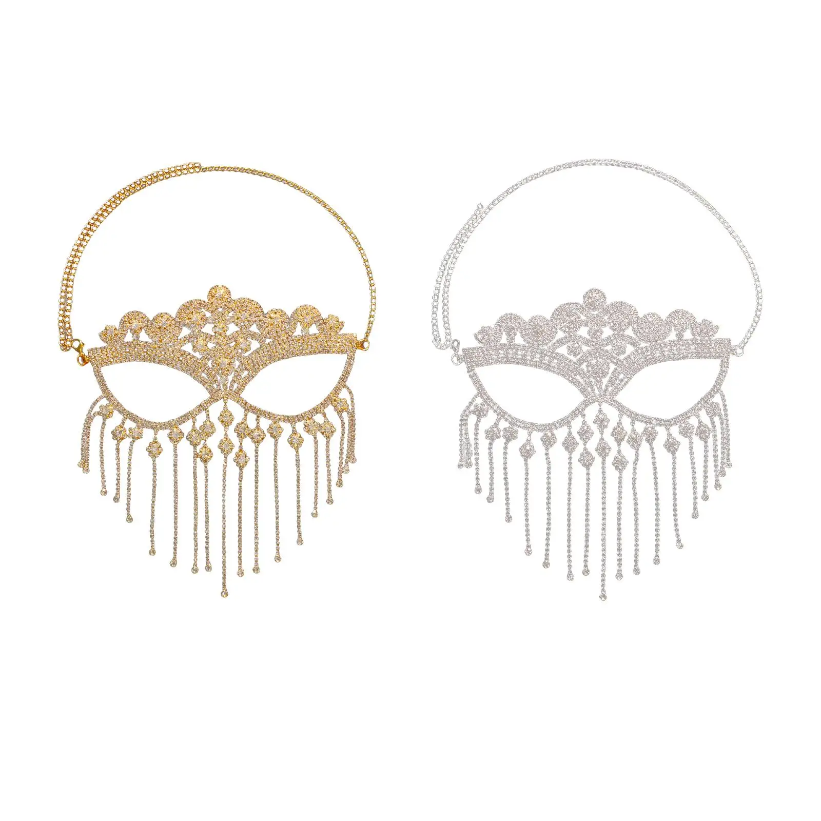 

Masquerade Face Chain Tassels Mask Headpiece Jewelry Rhinestone Widely Used