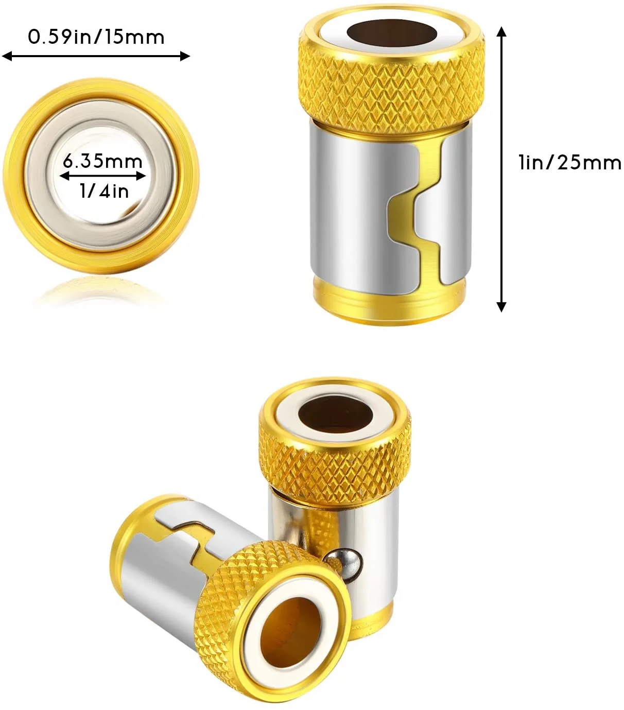 Anello magnetico universale per punta da trapano anticorrosione con gambo da 6.35mm in metallo anticorrosione forte magnete magnetizzatore anello potente