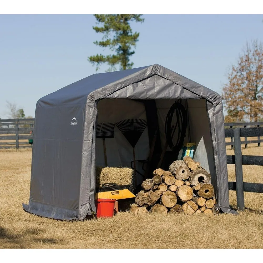 

10' x 10'Shed-in-a-Box All Season Steel Metal Frame Peak Roof Outdoor Storage Shed with Waterproof Cover and Heavy Duty Reusable