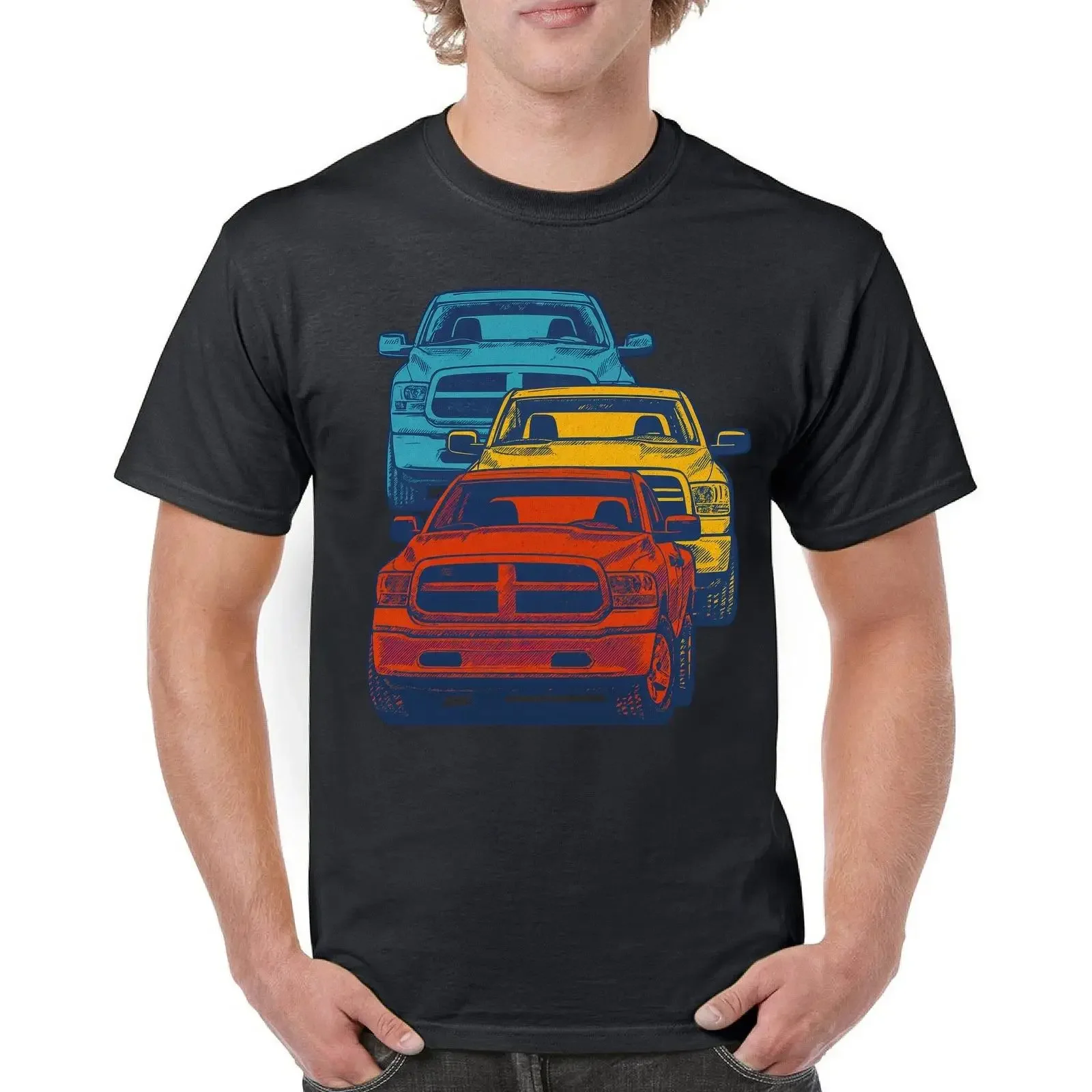American Pickup Truck Stack T shirt 4X4 Offroad Power Heavy Duty Men's vintage Washed Stylish streetwear Casual Comfortable