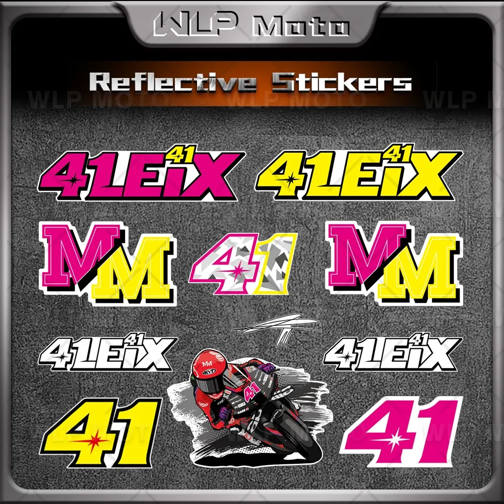 

Motorcycle Racing Sports Driver Aleix Espargaro No. 41 Modified Fuel Tank Side Panel Body Helmet Reflective Waterproof Decals