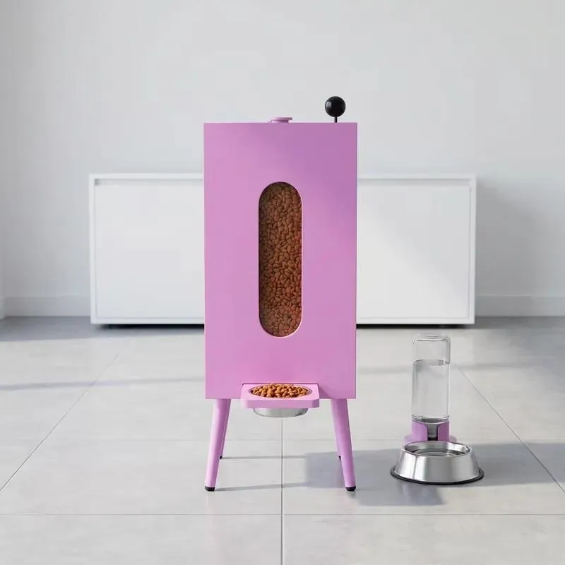 Vintage Wooden Pet Feeder Handmade Dog Food Dispenser Cabinet Large Capacity Pet Food Storage Box Home Style Factory