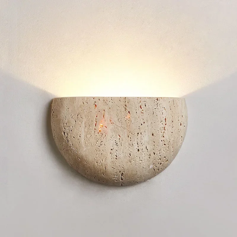 Wabi-sabi stone retro living room wall porch corridor homestaycafe atmosphere bedroom bedside wall lamp