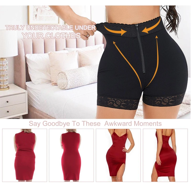 Shapewear for Women Tummy Control Butt Lifter Panties High Waisted Fajas Shorts with Hook Zipper Closure Fake Booty Plus Size