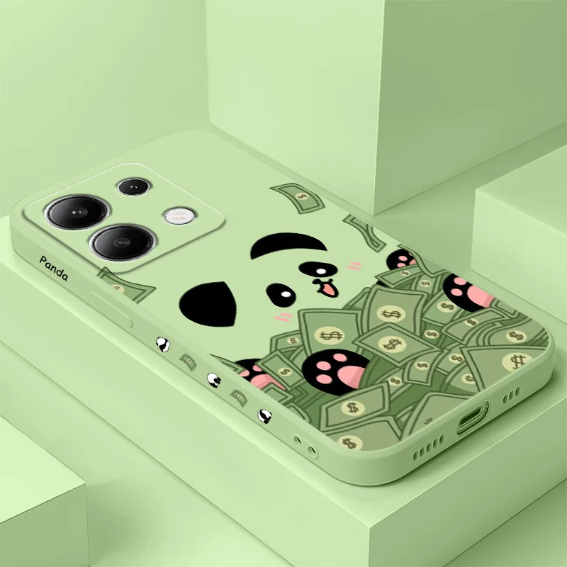

Lucky Panda Phone Case For Xiaomi Redmi Note 14 13 12 12S 11 11S 10 10S 9 9S 14C Pro Plus 4G 5G Liquid Silicone Cover