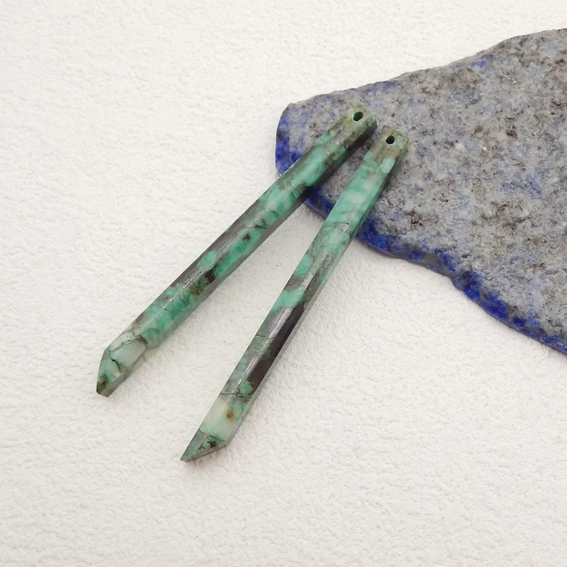 Natural Stone Chrysocolla Long Earring Bead,Handmade Fashion Jewelry Women Earrings Accessories 56x4mm 5g