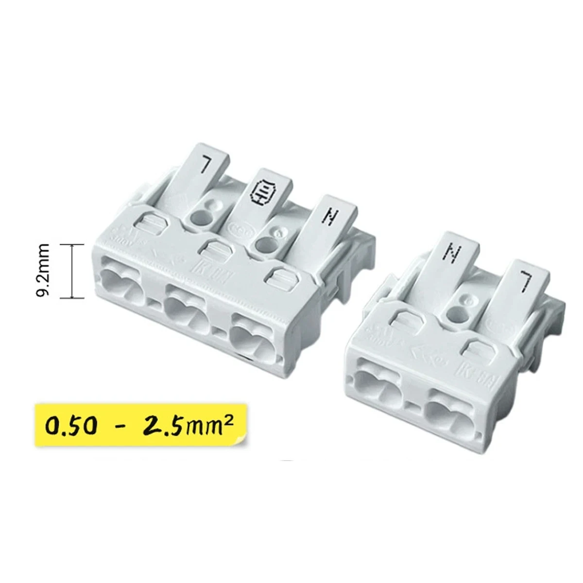 P02-M Series Push In Terminal Block Flat Quick Wire Connector 2P/3P Double Hole   Electrical Wiring Terminal for LED Lighting