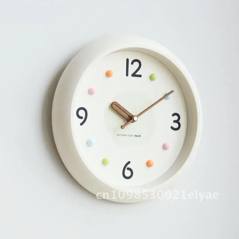 

Modern Simple Cream Style Wall Clock Home Decor Cute Restaurant Clock round Shape Battery Powered Living Room Wall Art 12inch