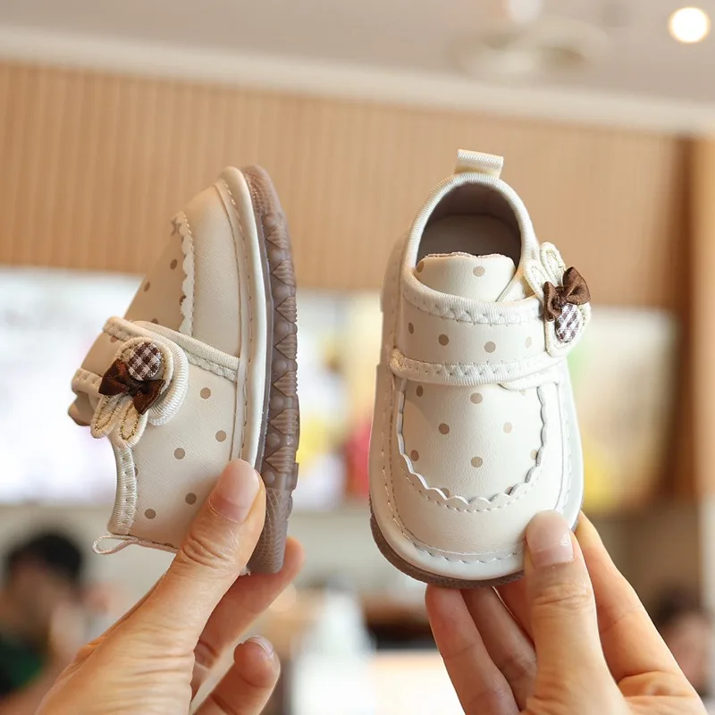 Children Causal Shoes Toddler Cute Bunny Decor Girls Polka Dot First Walkers Shoes Lightweight Non-slip Kids Outdoor Flat Shoes