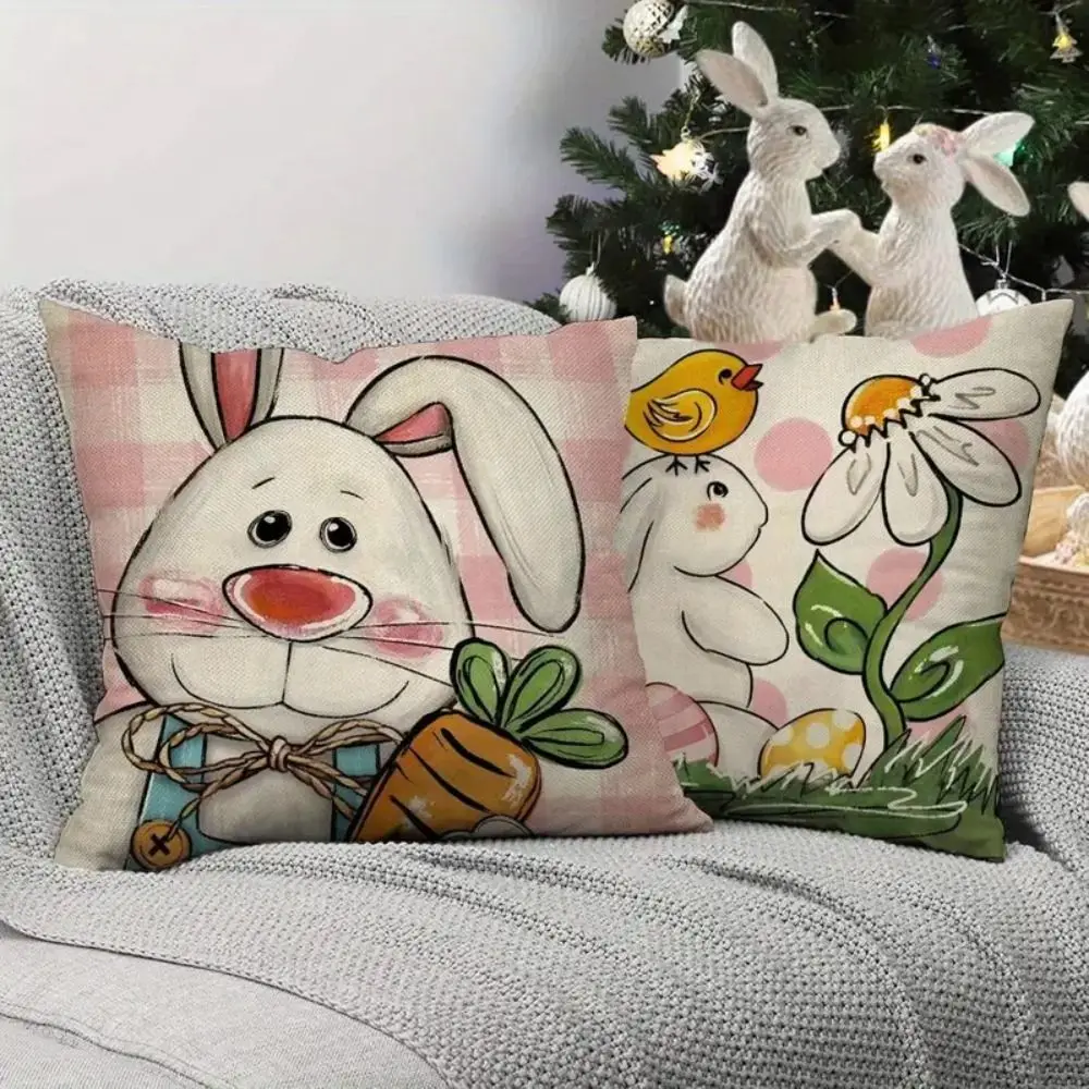 Home Decor 45x45cm Easter Bunny Throw Pillowcase Cute Soft Easter Eggs Pillow Case Portable Comfortable Cushion Cover Office