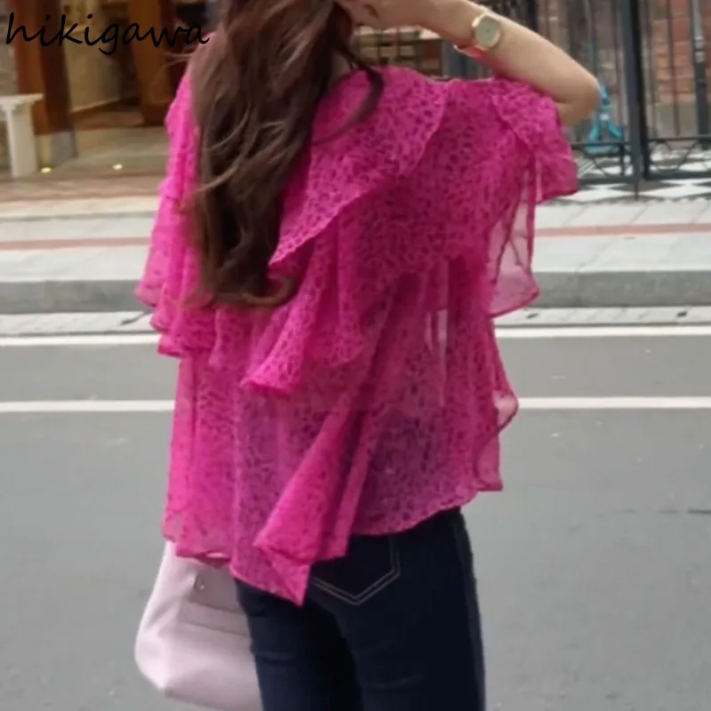 Chiffon Blouse Women Clothes 2024 Blusas Mujer De Moda Patchwork Print Oversized Tops Fashion Summer Thin Korean Blouses Shirt