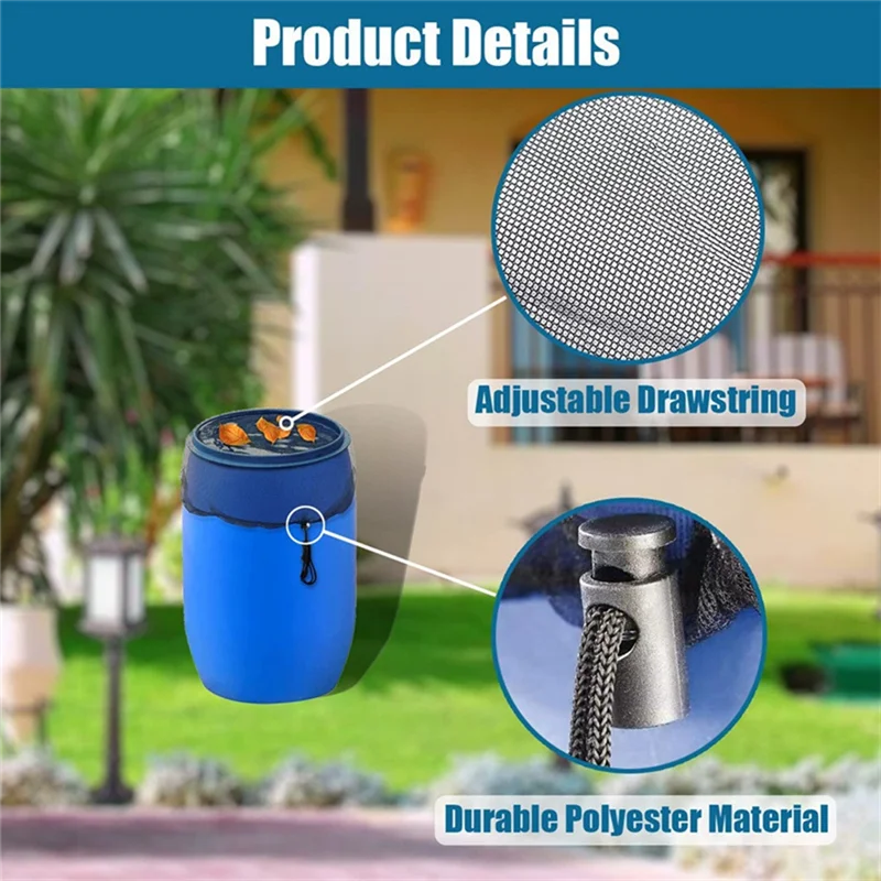 

Classy-Outdoor Garden Rain Barrel Mesh Cover Water Tank Protective Cover Filter Mesh Barrel Insect Net