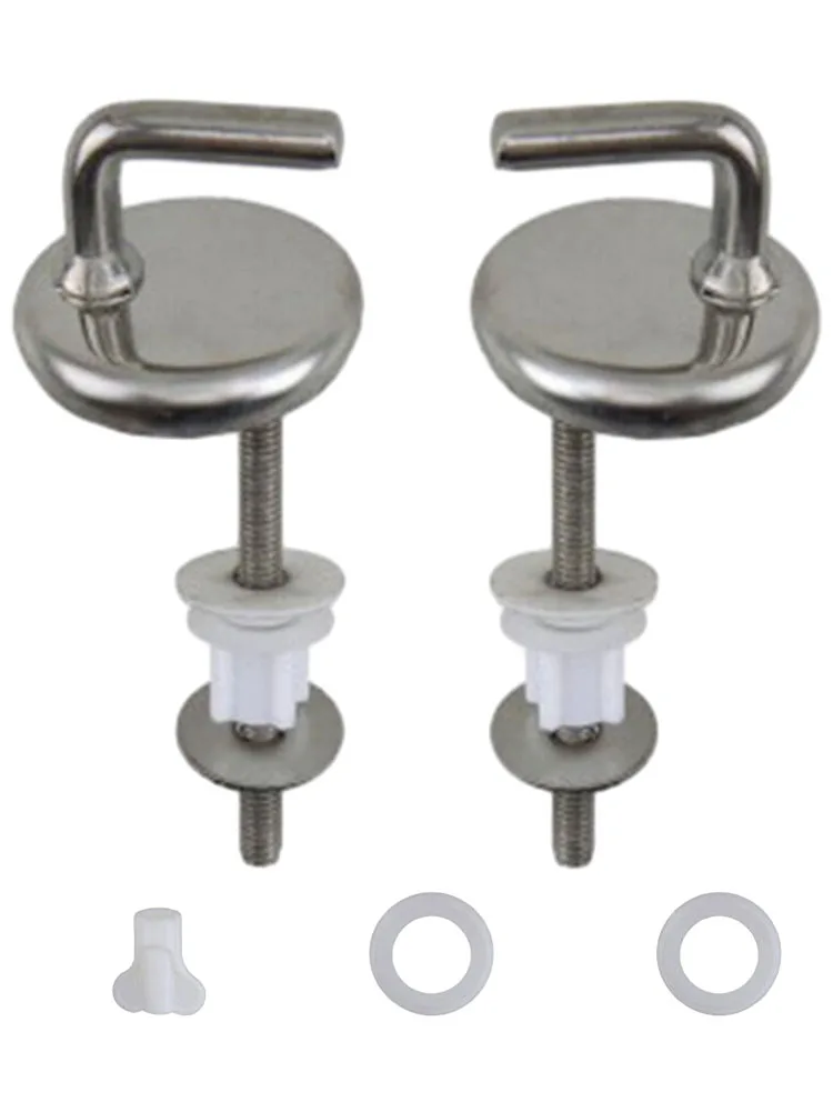 2pcs Toilet Seat Hinge Bathroom Stainless Steel Fixings No Noise Home Replacement Universal Durable With Mounting Accessory