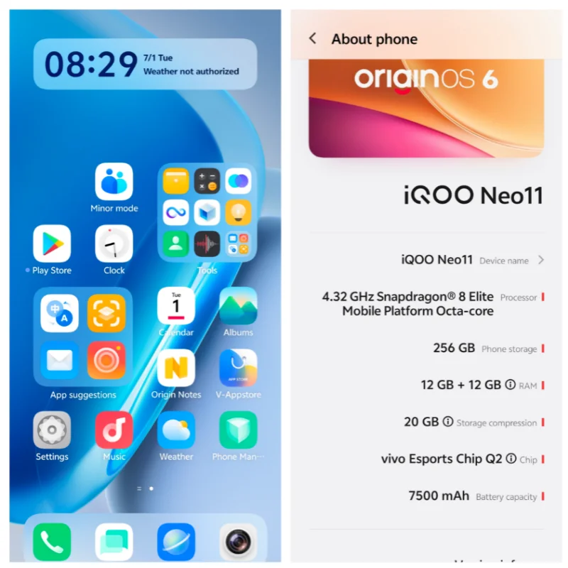 كاميرا ViVO iQOO Neo11 5G Snapdragon 8 Ultra Gen1 Google Play 2K+ AMOLED 144 هرتز 50 ميجا بكسل HDR 100 وات 7500 مللي أمبير في الساعة OriginOS6 NEO11