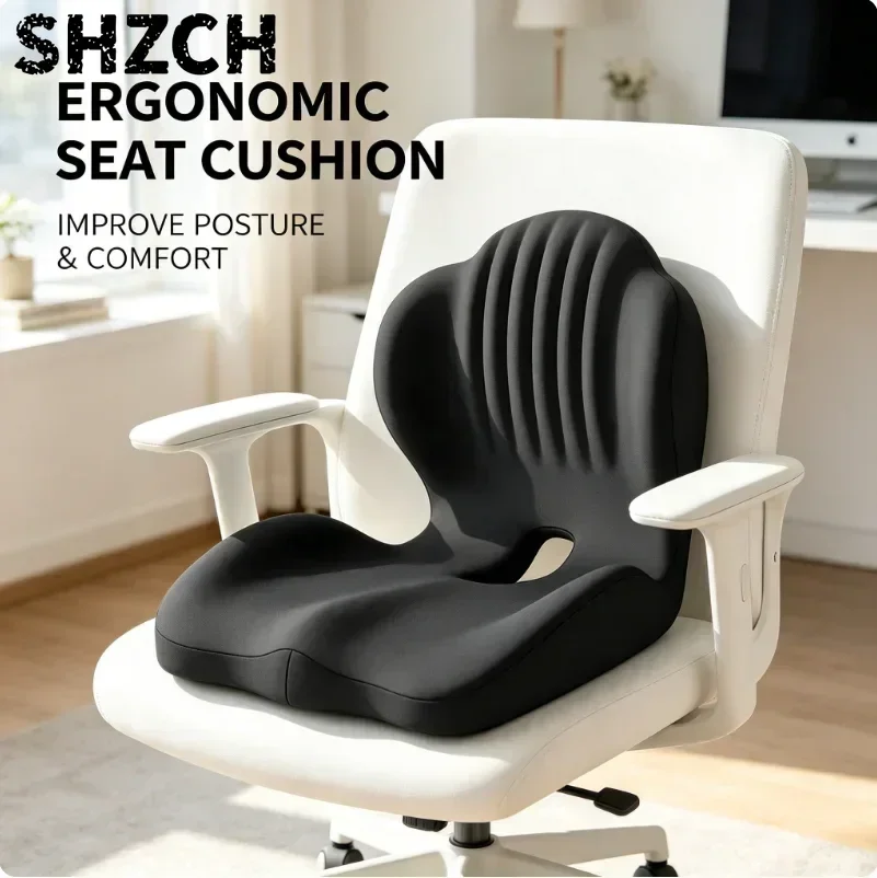 Ergonomic Coccyx Seat Pad Memory Foam Cushion Sciatica Pain Relief Posture Correction Mat for Home Office Car Wheelchair
