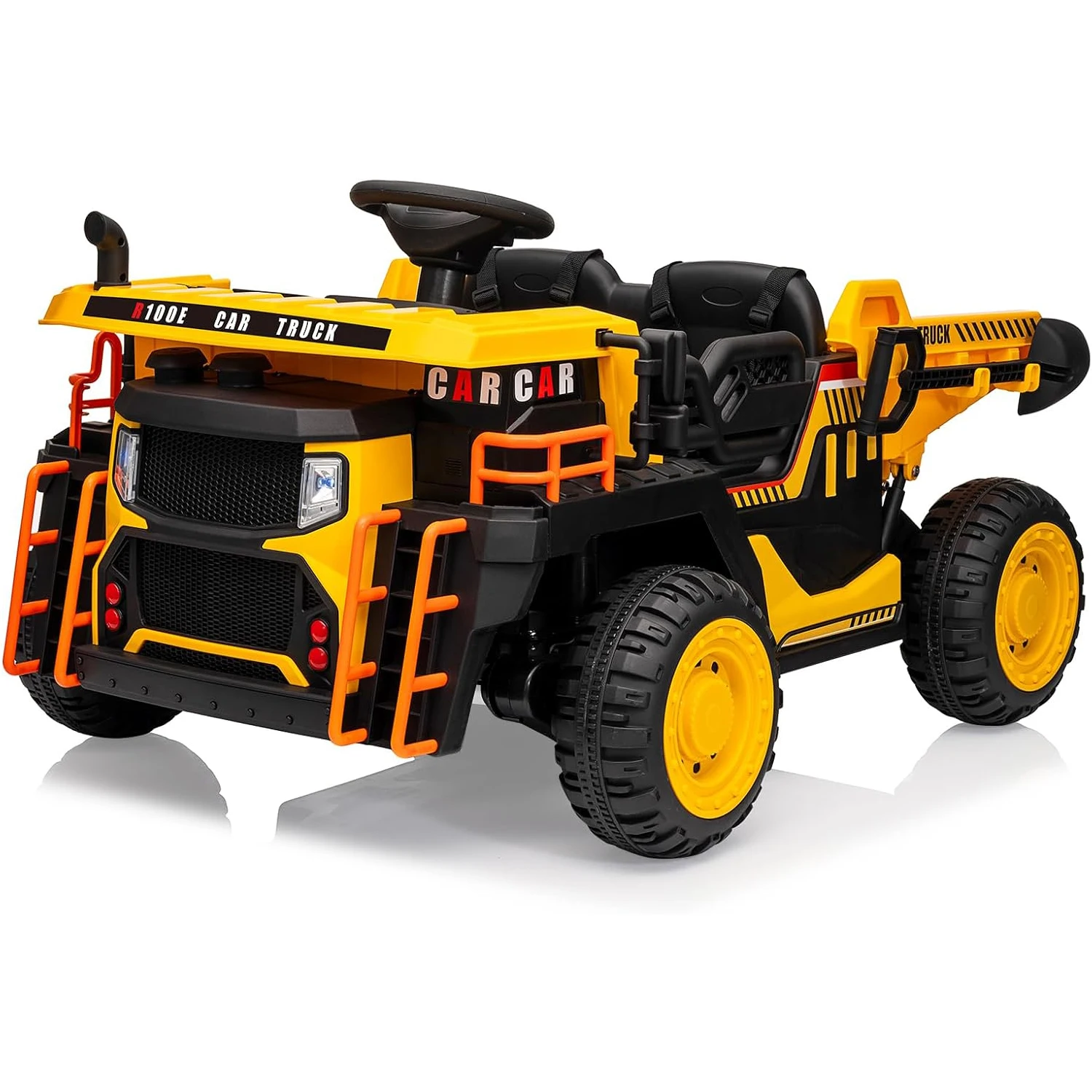 Ride on Dump Truck with Dump Bed 24v Ride on Construction Vehicle with Remote Control Extra Shovel 3 Speeds Music Safety Belt