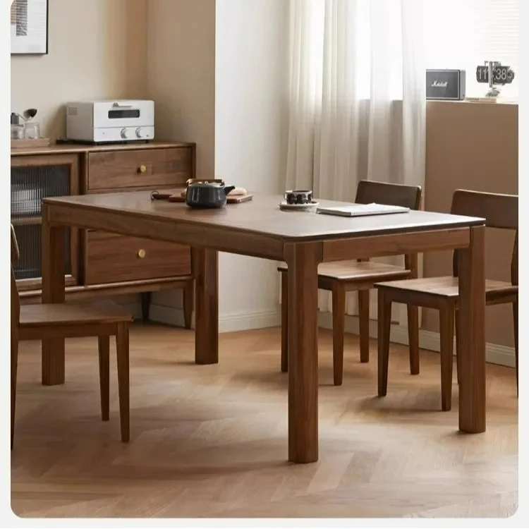 Solid Wood Dining Table North American Black Walnut Simple Dining Table Restaurant Home Use Large Board Table Modern
