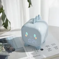 Kids Dinosaur Alarm Clock with Night Light, Digital Sleep Trainer for Children with Gentle Wake-Up & Time Learning