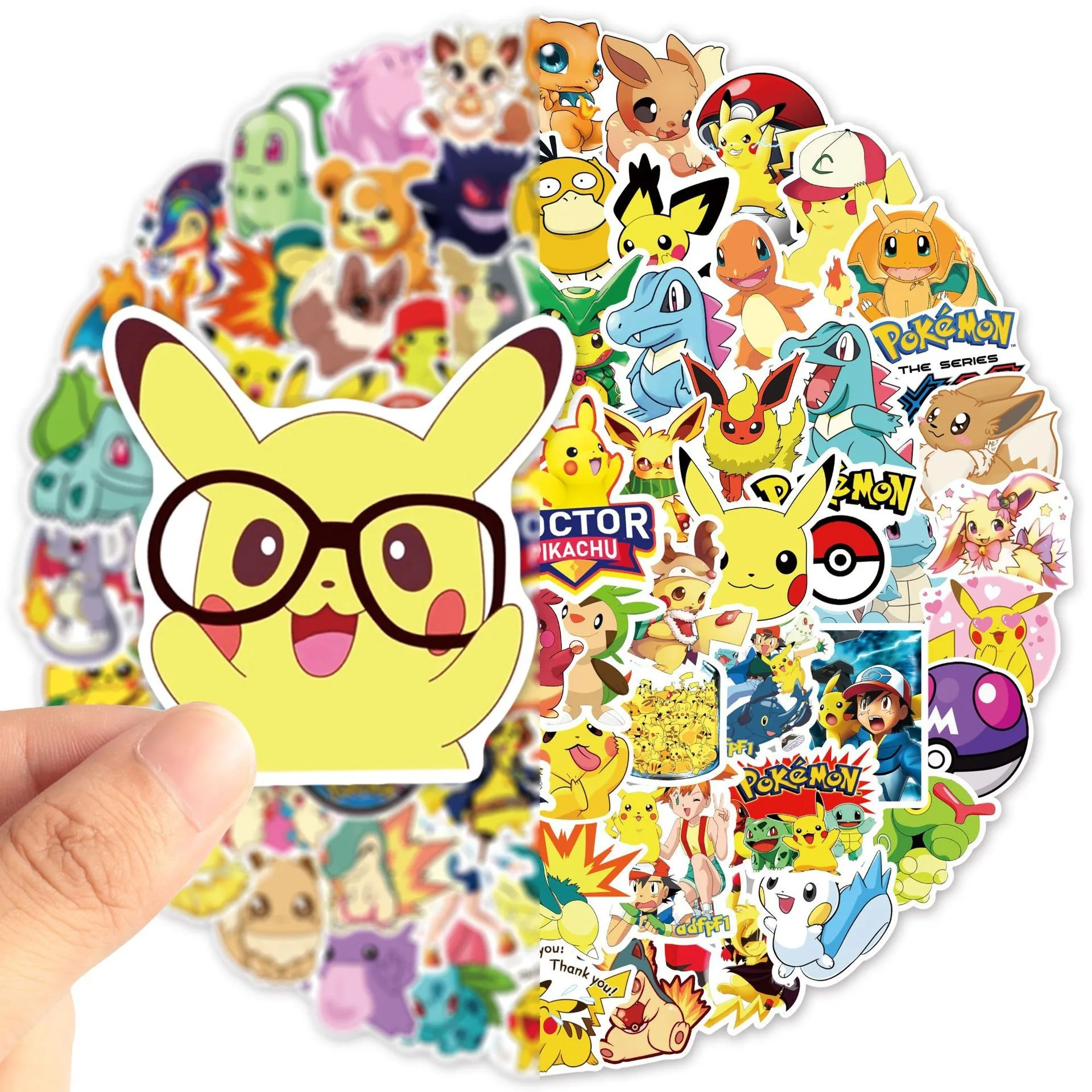 50pcs Pokemon Pocket Monsters Sticker Cartoon Sailor Moon Mobile Phone Cup Notebook Waterproof Decorative Stickers Supplies