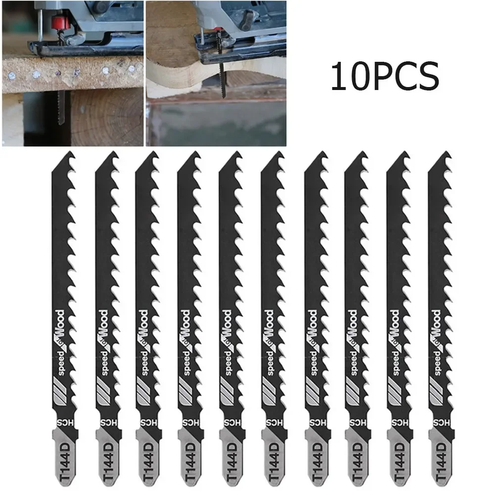 10pcs T144D Jig Saw Blade HCS T-Shank Curved Jigsaw Blades For Wood Fast Cutting Tools Jig Saw Blade Tool Accessories ﻿