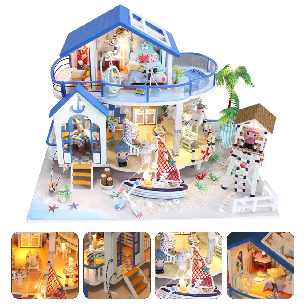 

1Set Miniature Villa Assemble Kit DIY Wooden Craft for All Ages Decor Wooden DIY House Model Assemble Model Toy