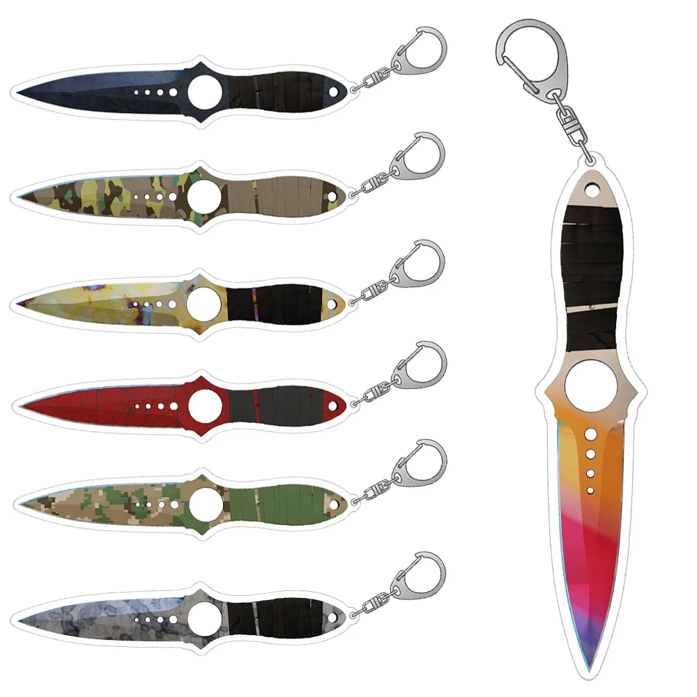 CS2 GO Ножи Fade Скелет Нож Slaughter Crimson Web Forest DDPAT Чехол Закаленные скины Аниме Игрушка Акриловый брелок Сумка Подвеска