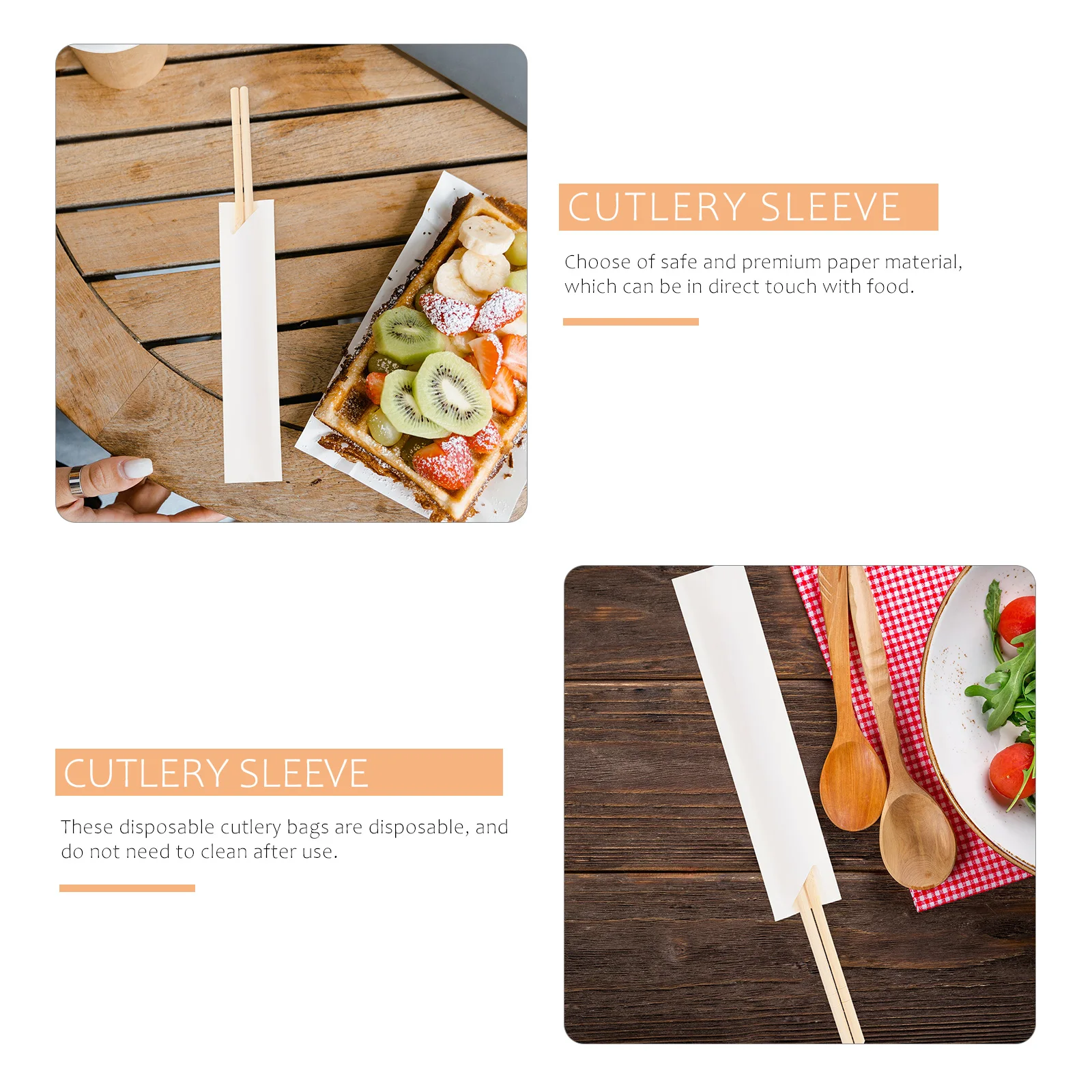

100pcs Chopsticks Sleeve Paper Disposable Cutlery Bags Premium Quality Restaurant Use Portable Storage Organizer