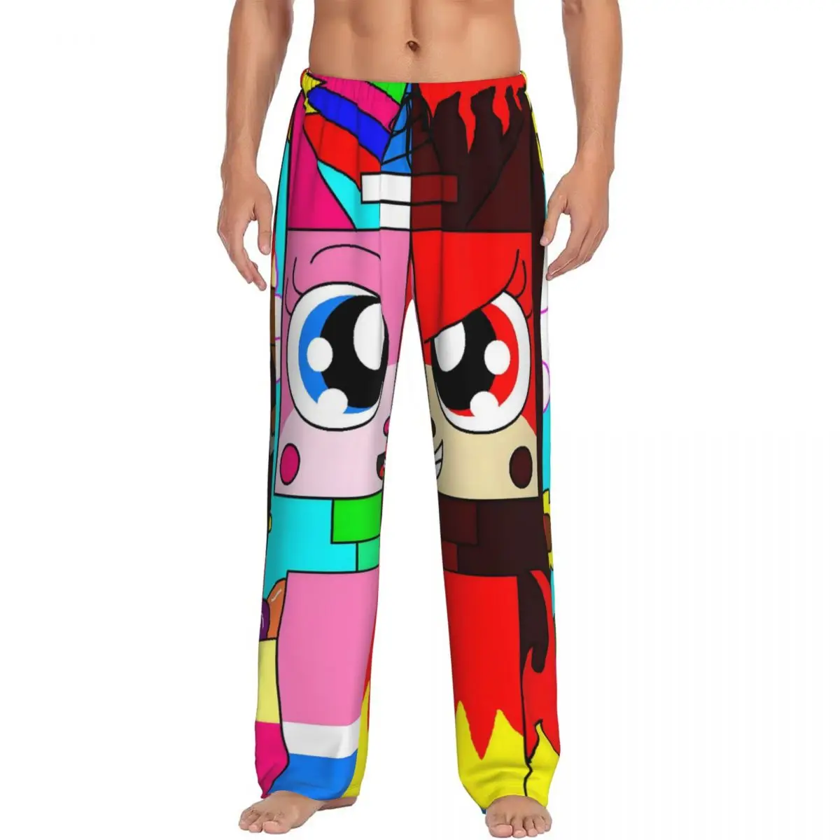 

Custom Unikitty Pajama Pants Men Cat Anime Sleepwear Lounge Sleep Bottoms Stretch with Pockets