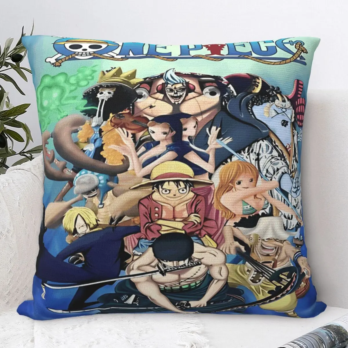 

Soft and Sweet Living Room One Piece Anime Manga Luffy Decoration Pillowcase Merch Pillow Cover Square Multiple Sizes