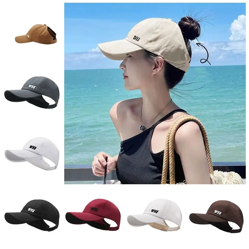 Simple Korean Style Empty Top Baseball Cap Cotton Baseball Hat Sun Hat Letter Embroidery Solid Color Peaked Cap Outdoor