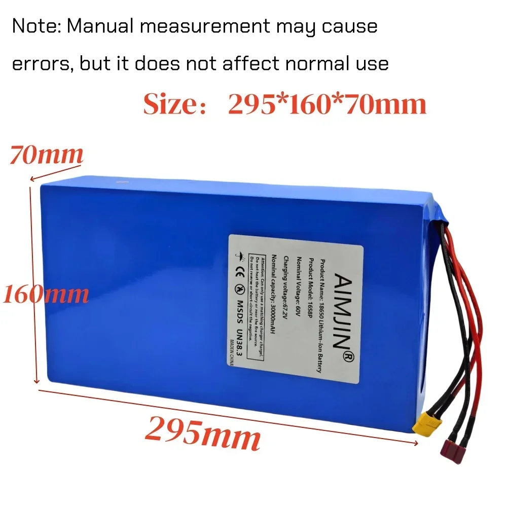 60V 16S8P Rechargeable Battery 30000mAh High-capacity 18650 Lithium-ion Battery Pack 30Ah With BMS For Electric Scooter Battery