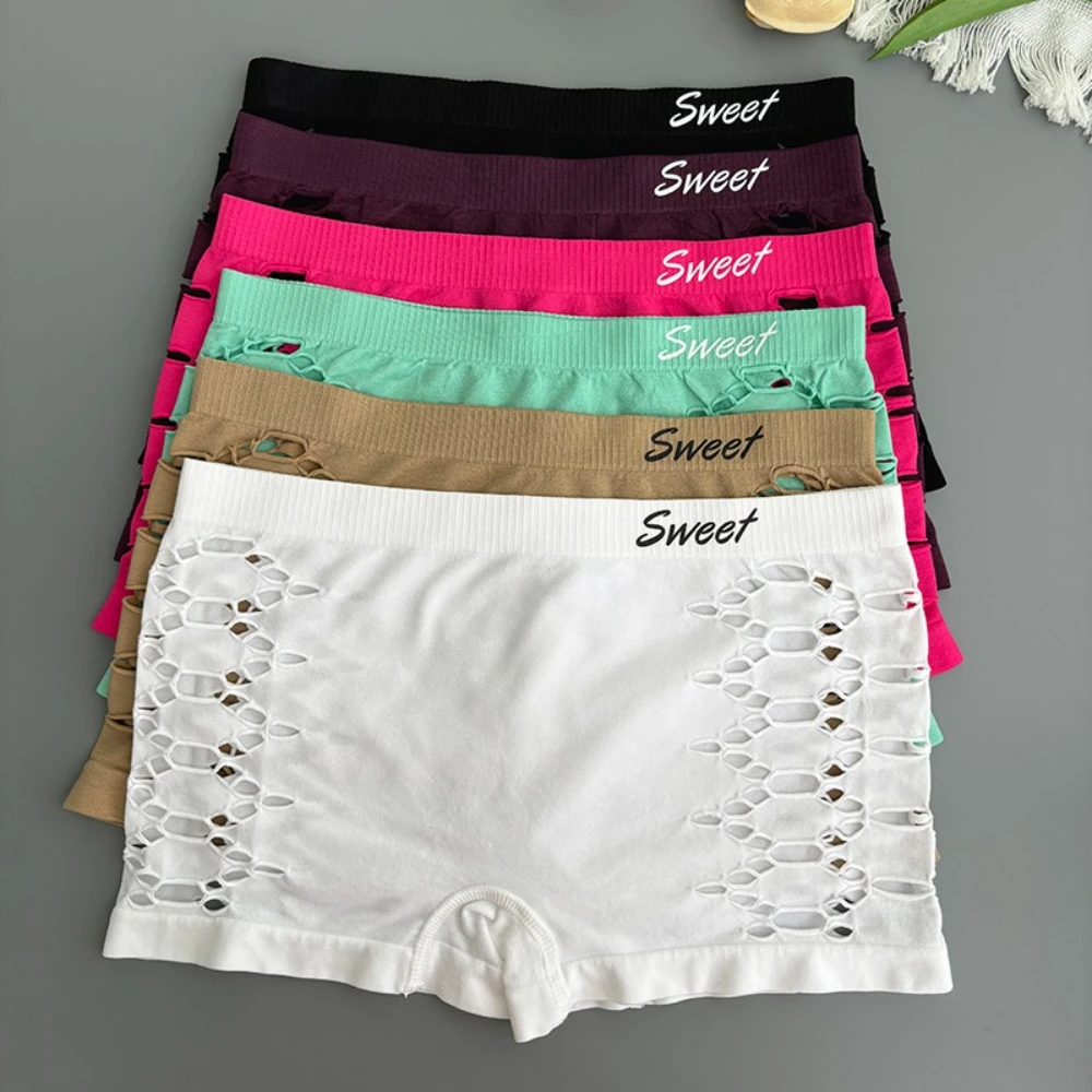 Seamless Sports Underpants Skirt Seamless Knickers Shorts Under The Skirt Sexy Side Mesh Hollow Out Boxer Panties Safety Panty image 5