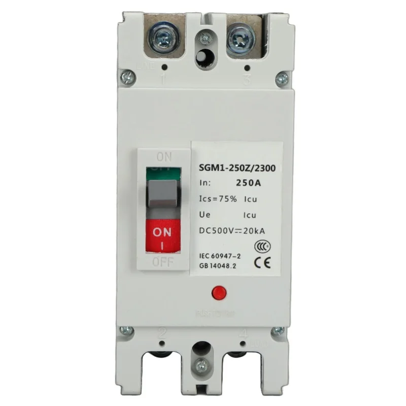 قطاع دارة 2P MCCB مفتاح حماية البطارية الشمسية المعزل حامي 250A 500V