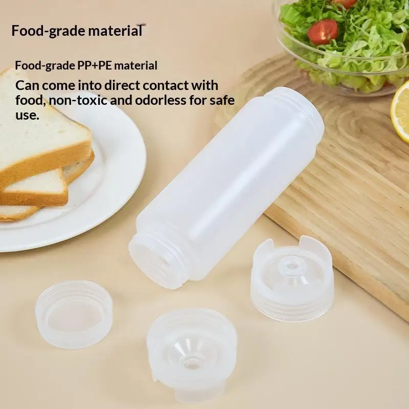 Plastic Inverted Dual Mouth Squeeze Sauce Bottles Leak Proof Easy Clean For Kitchen Cooking Baking Condiment Storage
