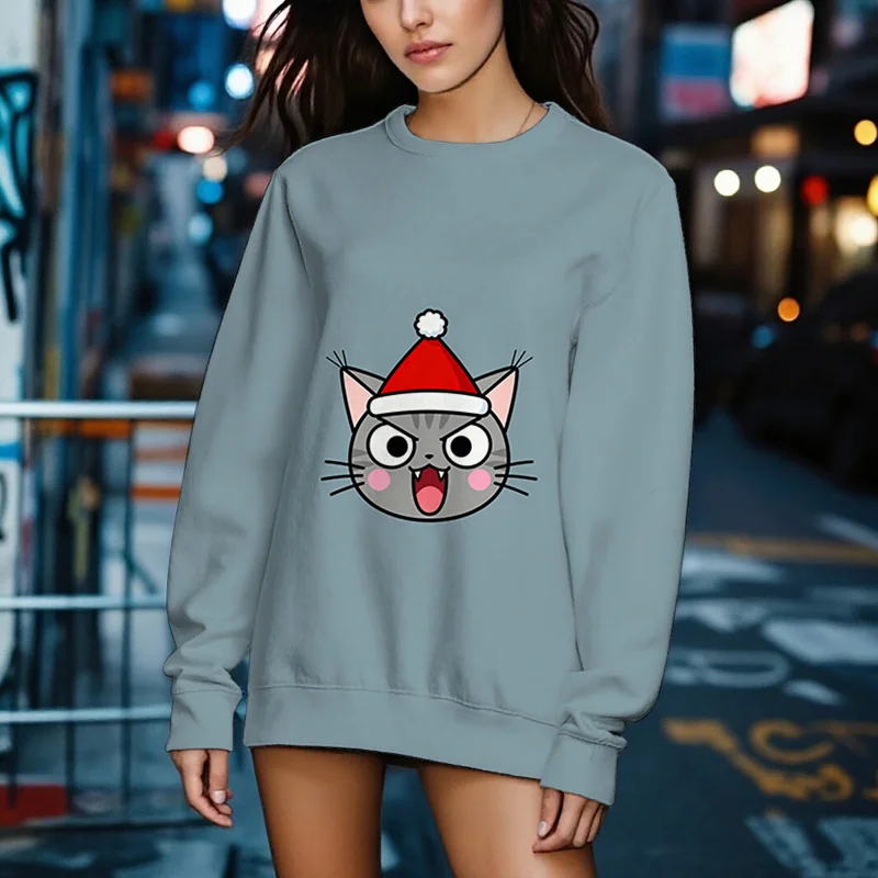 여성용 크루넥 레귤러 긴팔 프린트 스웨트셔츠, 출퇴근 및 쇼핑에 적합, 봄, 가을, 겨울 스타일