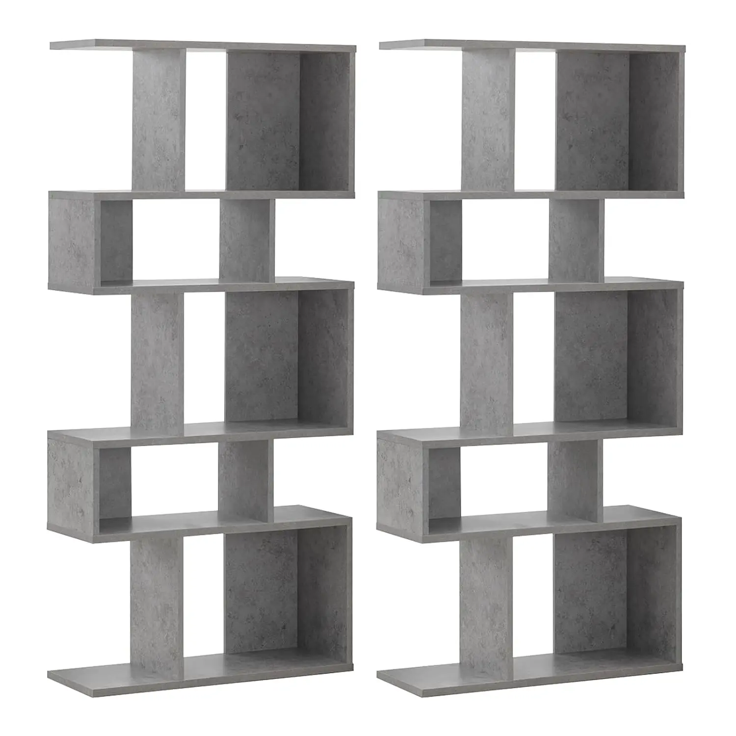 5-Tier Geometric Bookshelf 2-Pack, 70