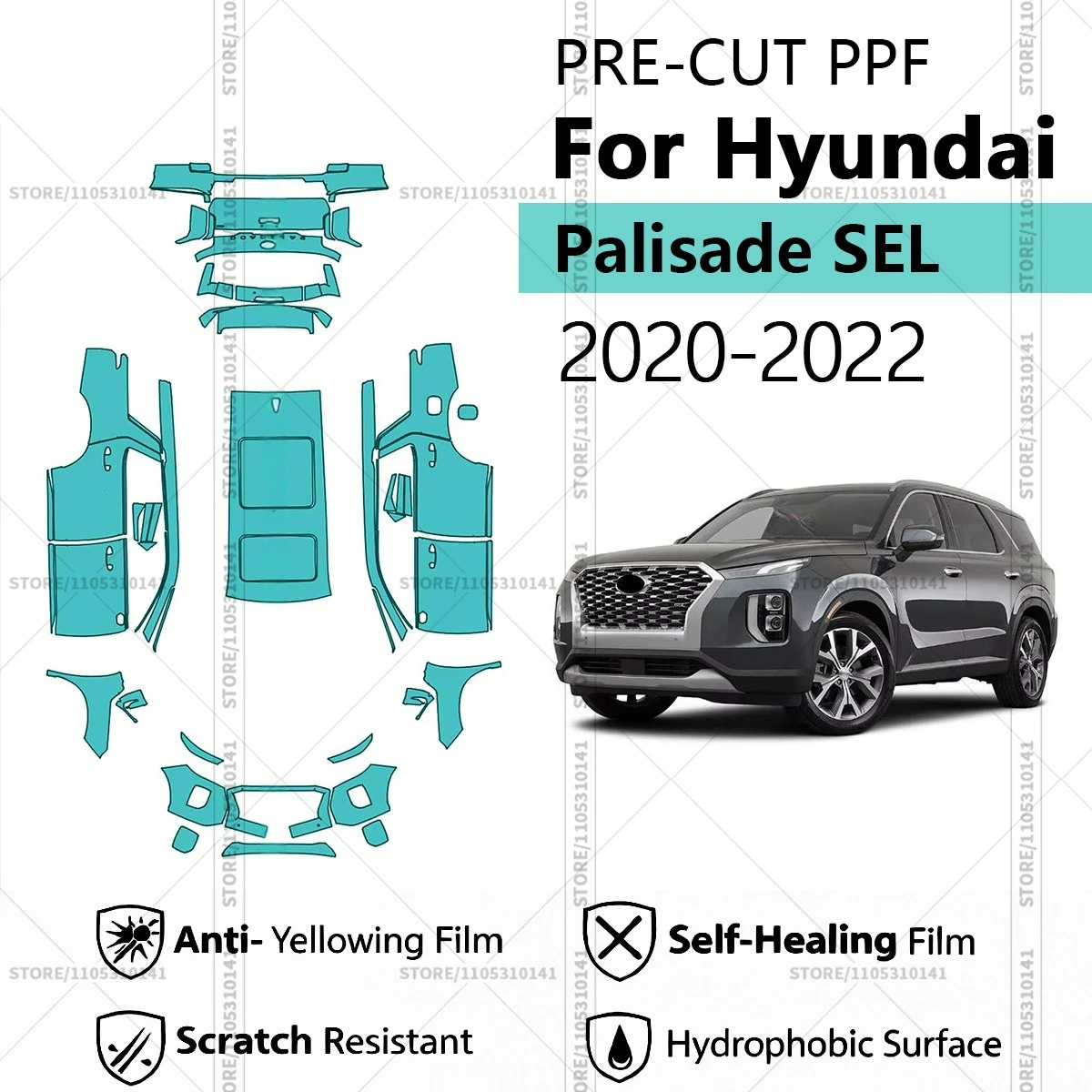 

For Hyundai Palisade SEL 2020-2022 Pre-Cut Paint Protection Film PPF Transparent Car Film Automotive PPF Full Vehicle