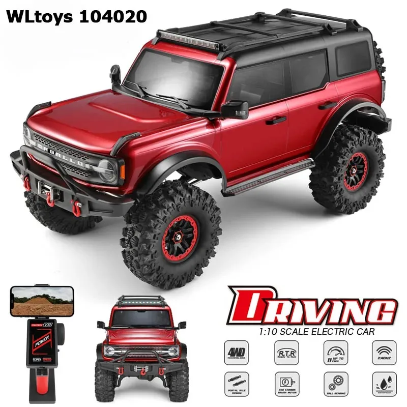 1/10 WLtoys 104020 RC Car 2.4G 4WD Off Road With Electric Winch Two-Speed Transmission 45 Minutes Working Time Climbing Car