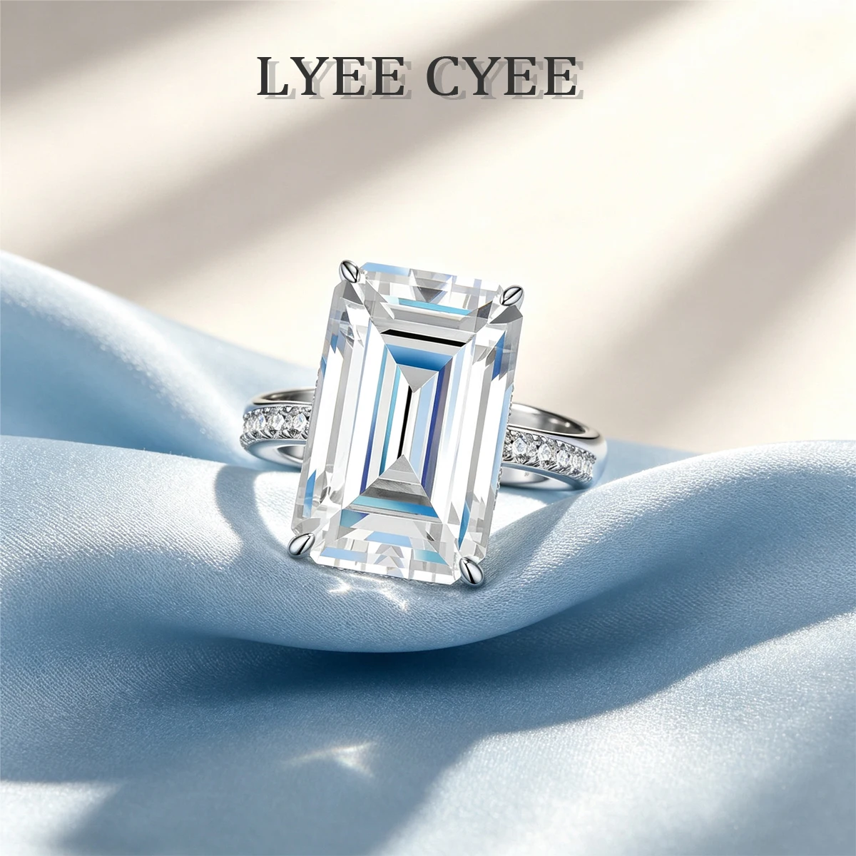 Luxury S925 Silver Emerald‑Cut Moissanite Ring For Women Bride D VVS1 Large Stone Fine Jewelry Engagement Wedding Anniversary