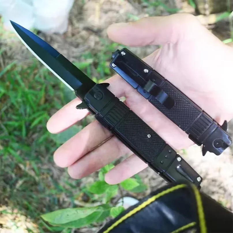 Faca Dobrável Multiuso de Aço Inoxidável para Atividades ao Ar Livre, Alta Dureza, Facas de Sobrevivência para Camping e Caça, Ferramenta Portátil EDC