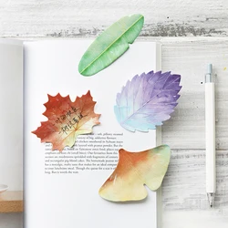 1pc 25 Pages Shaped Leaves Scratch Pad, Green Plants Markers Information Sticky Notes School Office Supplies Stationery