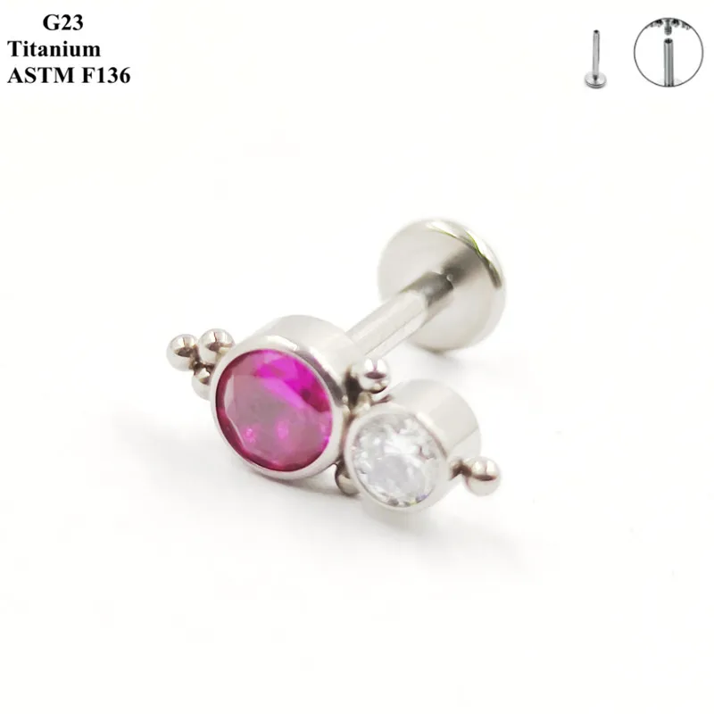 G23 Titanium Manufacturer Sells Ear Stud Inlaid With Exquisite Zircon Thread Perforated Ear Bone Nail Piercing Jewelry Earrings
