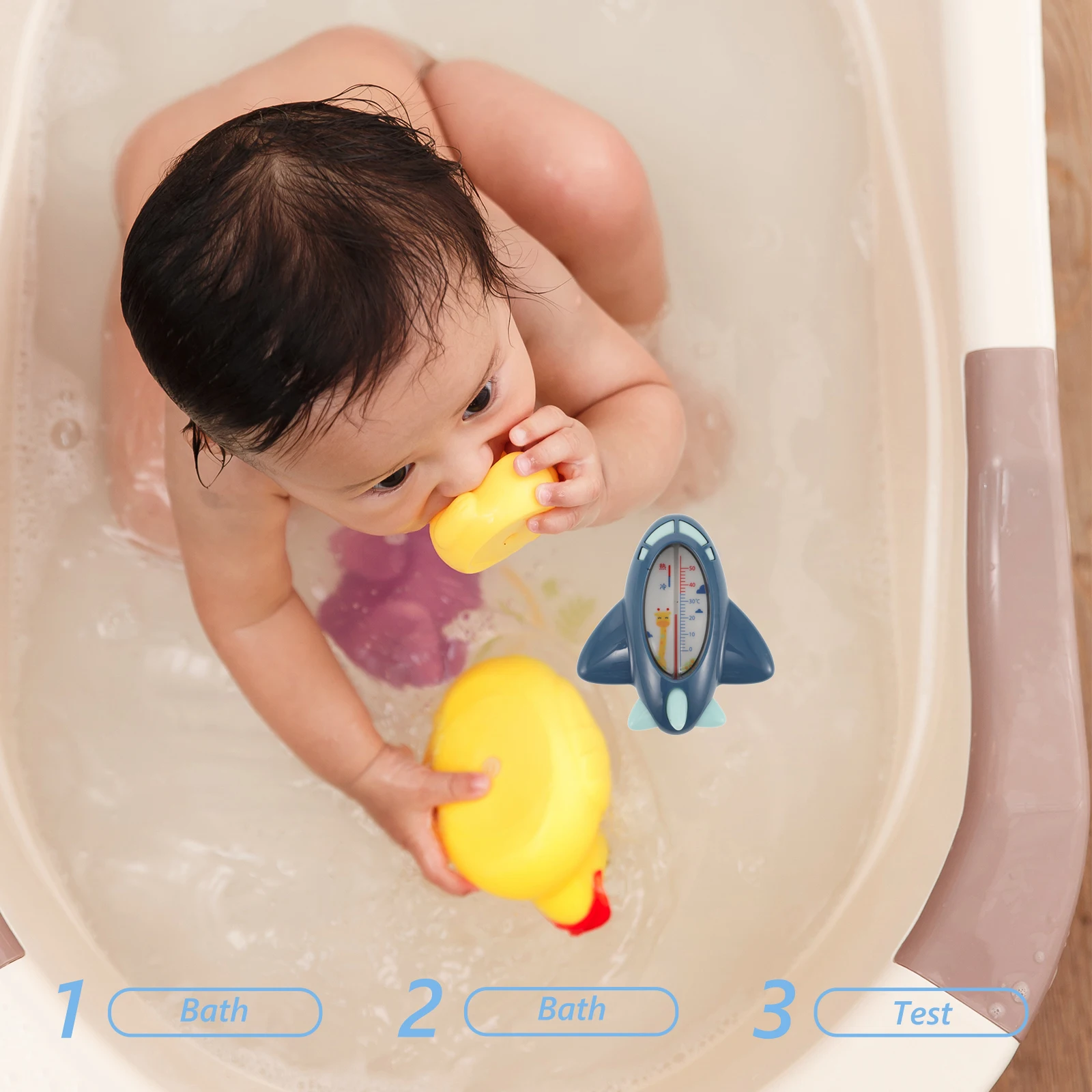 

Cute Cartoon Airplane Baby Bath Thermometer Accurate Water Temperature Gauge Newborn Safety Durable Household Use Toddler Bath