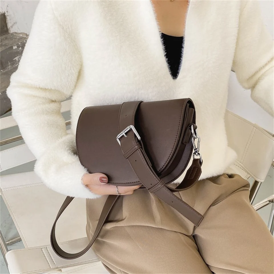 Genuine Retro Saddle Bag High Quality Leather Shoulder Bags for Women 2024 New Luxury Ladies Crossbody Bag Designer Handbags Sac