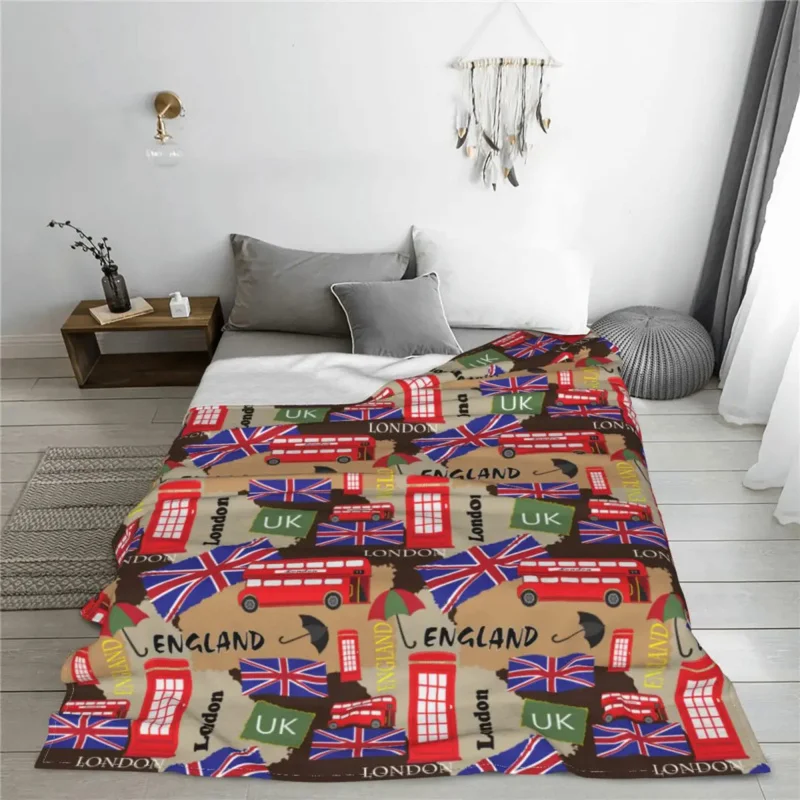 

Uk London British Symbols Blanket Cover Flannel Throw Blankets Bed Sofa Decoration Ultra-Soft Warm Bedsprea