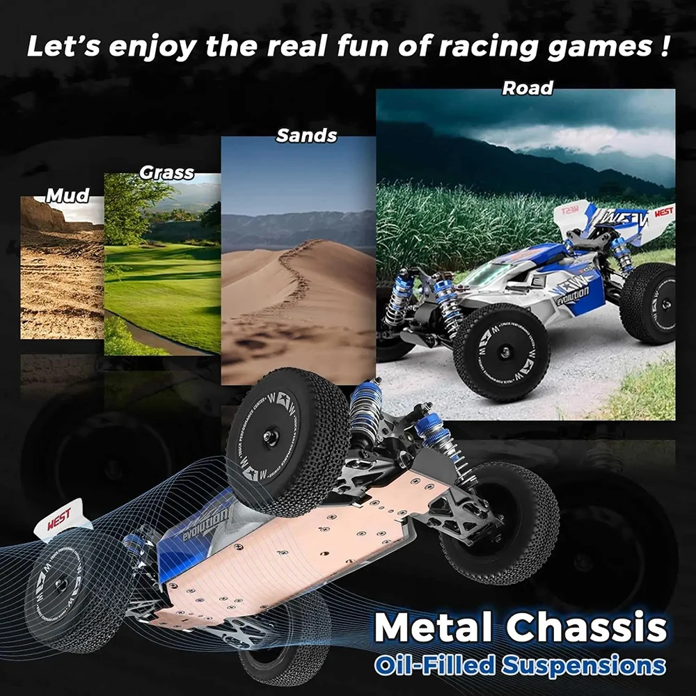 WLtoys 144011 RC Car 1/14 4WD Top Speed 65 Km/h 2.4G Remote Control Off-Road Car (144001 Upgraded Version) Outdoor Toy