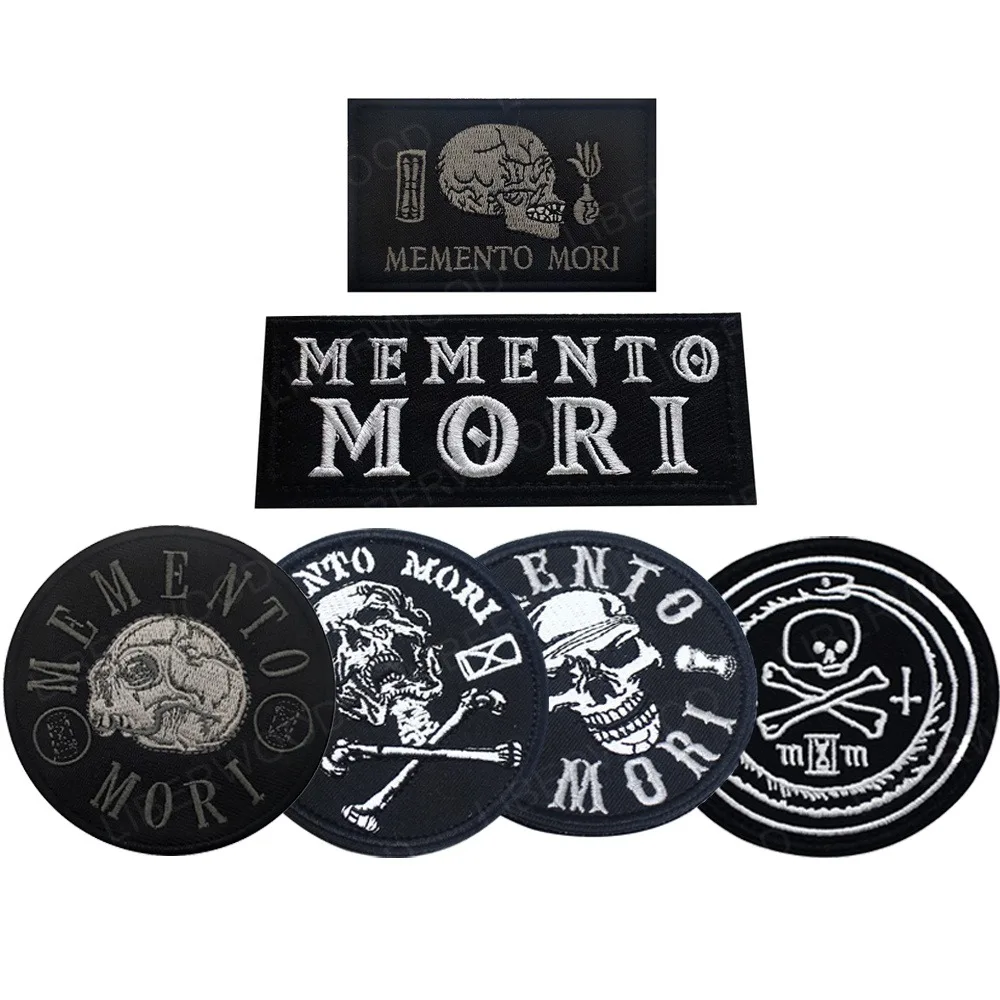 Memento Mori Warning Embroidered Patch Tactical Emblem Armband Skull Applique