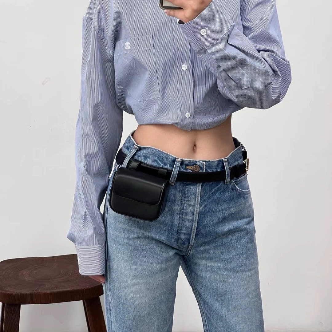 

Bright Face Leather Belt Fanny Pack Mini Square Box Lipstick Bag Car Keys Earphone Storage Purse Versatile Portable Women's bag