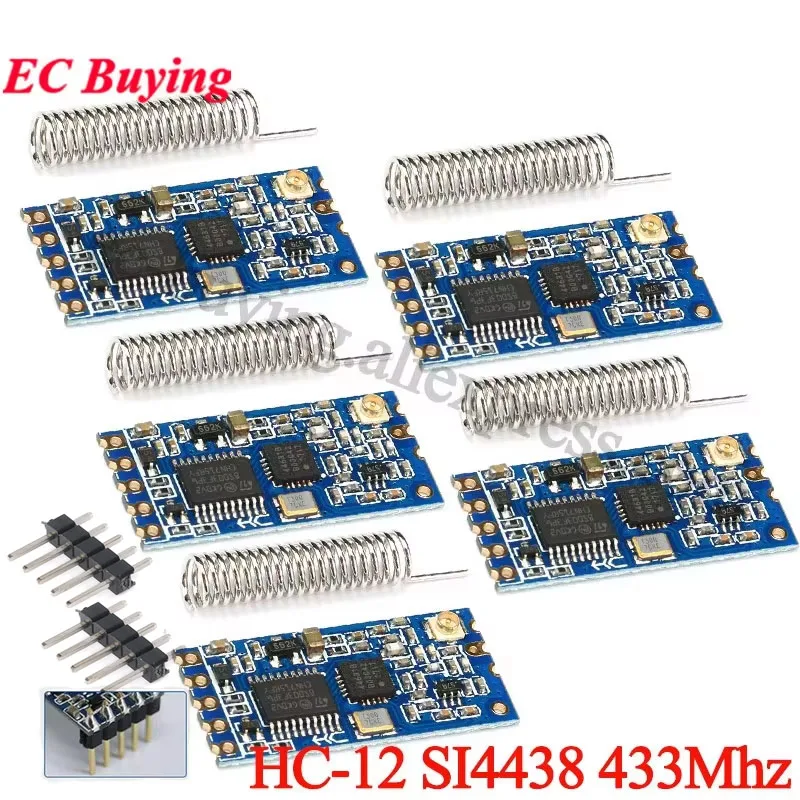 5Pcs/1pc HC-12 433Mhz SI4438 Wireless Serial Port Module 1000m UART 3.3V/5V TTL Level With Antenna Replace Bluetooth-compatible