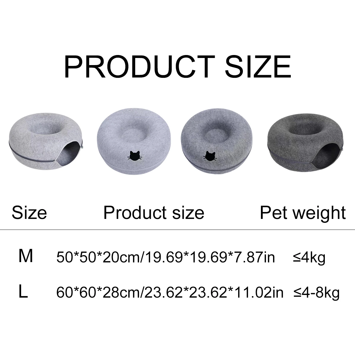 Round Cat Tunnel Interactive Kitten Donut Nest Felt Pet Toys Kennel Cats Bed House Scraper for Cats Sleeping Cushion